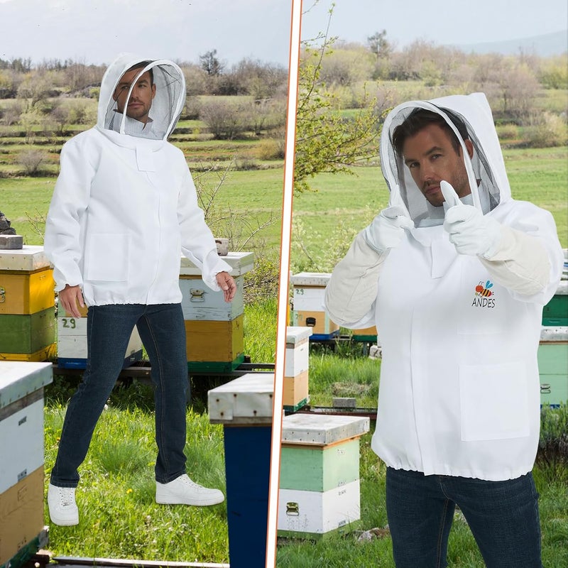 ANDES Bee Suit - Polycotton Beekeeping Jacket with Gloves (XL) - Image 2